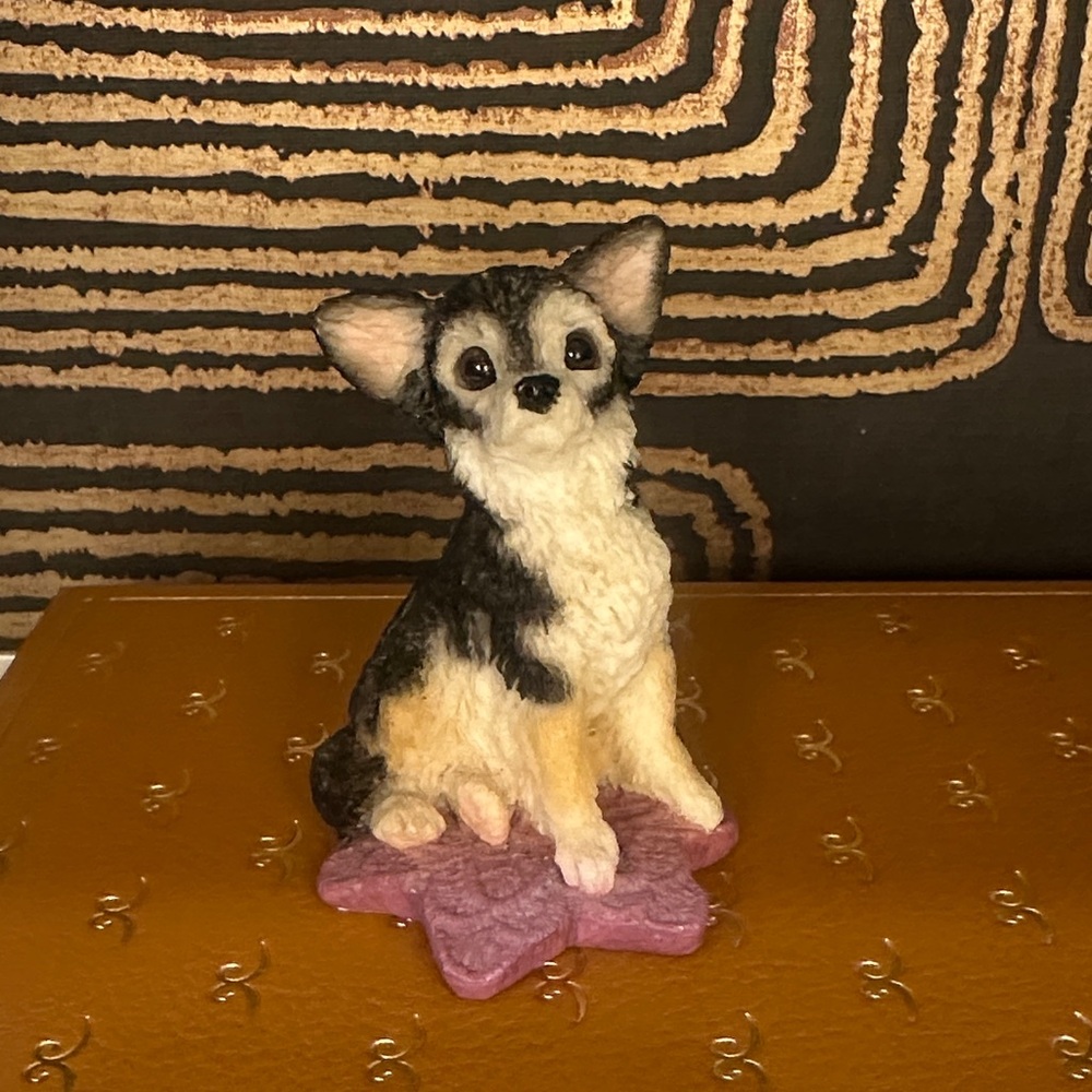 Stone Critters Chihuahua Figurine on Pink Base
